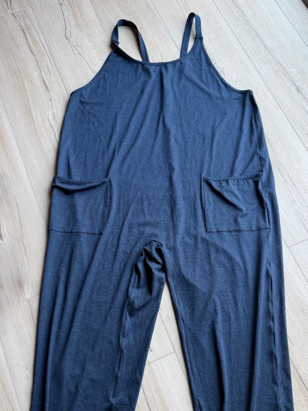 NWOT Zyia Newport  Downtime Jumpsuit RC  M  Heathered Navy Blue